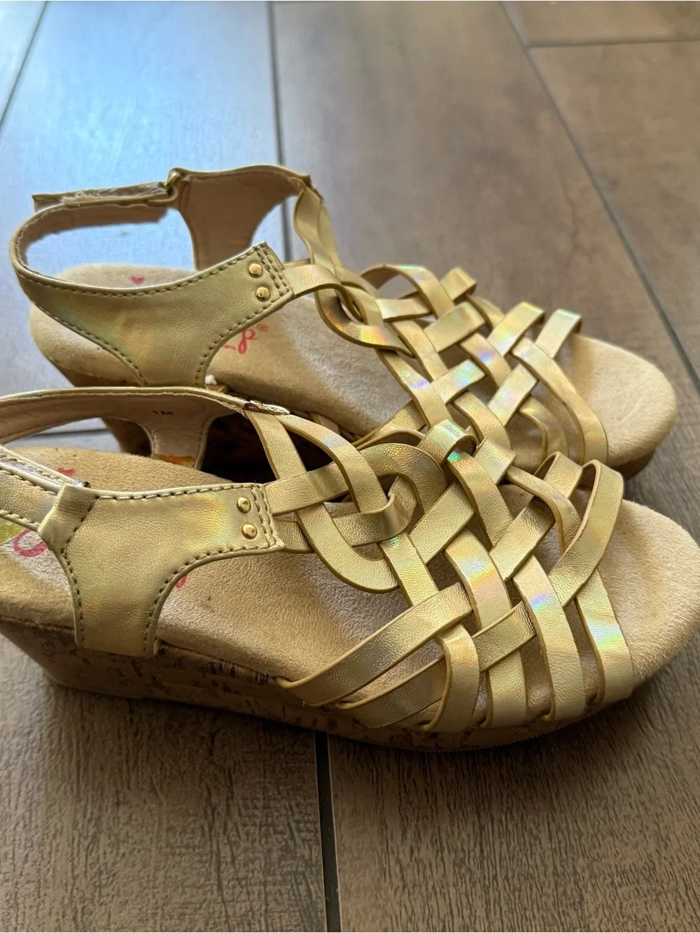Jellypop Girls Gold Woven Sandals for Girls Size 1